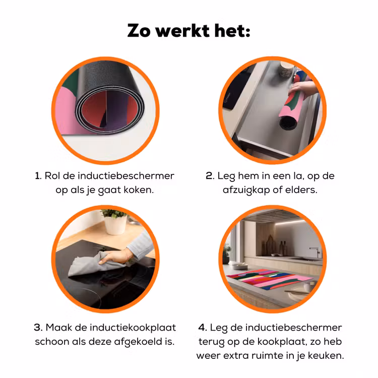 Kleurvakken - Recht - Rond - Abstract Inductie beschermer vinyl 3mm klein -zzzzzzz-td-werking