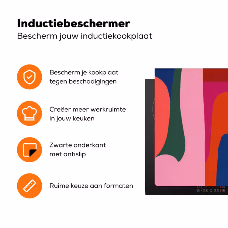 Kleurvakken - Recht - Rond - Abstract Inductie beschermer vinyl 3mm klein -zzzzzzz-td-ups