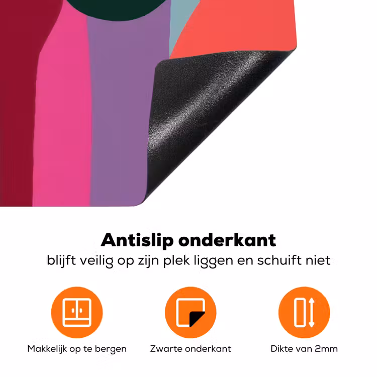 Kleurvakken - Recht - Rond - Abstract Inductie beschermer vinyl 3mm klein -zzzzzzz-td-onderkant