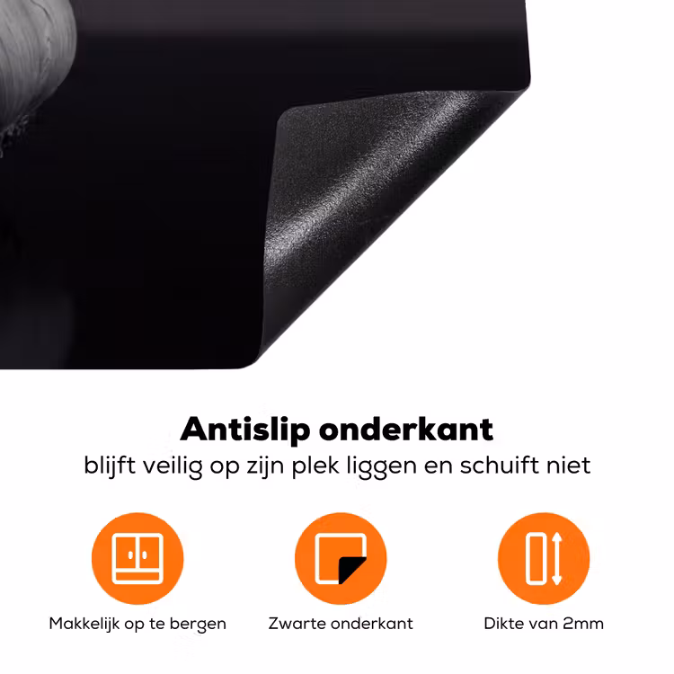 Knoflook - Zwart - Wit Inductie beschermer vinyl 3mm klein -zzzzzzz-td-onderkant