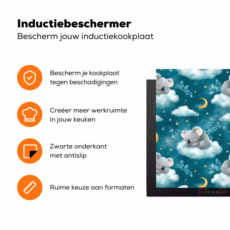 Koala's - Betoverend - Blauw Inductie beschermer vinyl 3mm klein 276 -zzzzzzz-td-ups