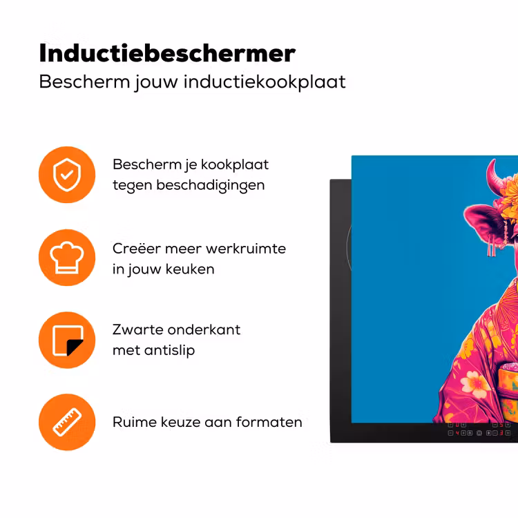 Koe - Bloemenkrans - Oorhangers - Kimono Inductie beschermer vinyl 3mm klein -zzzzzzz-td-ups