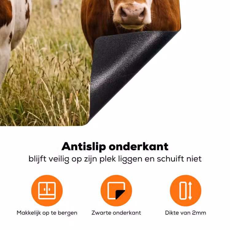 Koeien - Portret - Weide - Boerderij - Nieuwsgierig Inductie beschermer vinyl 3mm klein -zzzzzzz-td-onderkant