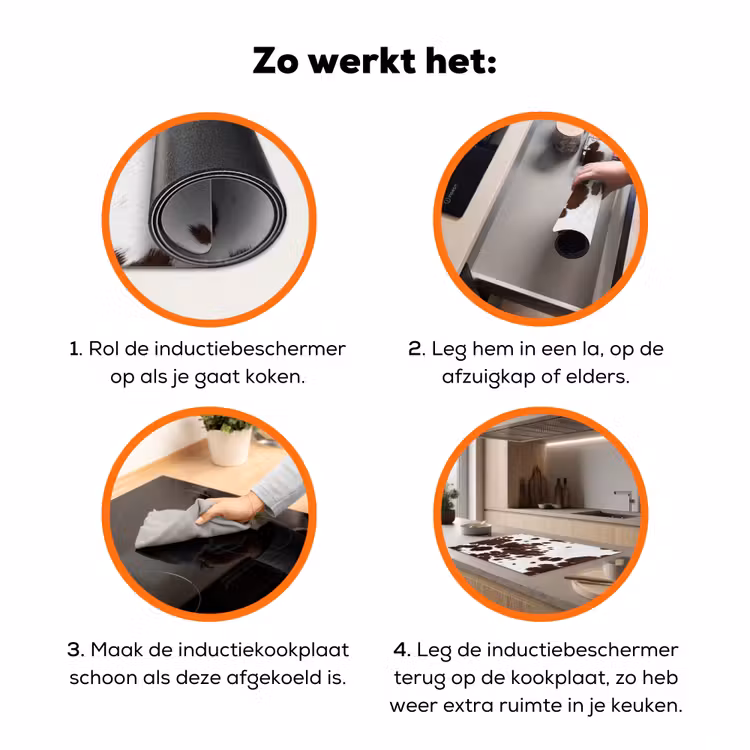 Koeienhuid - Klassiek - Bruin Inductie beschermer vinyl 3mm klein -zzzzzzz-td-werking
