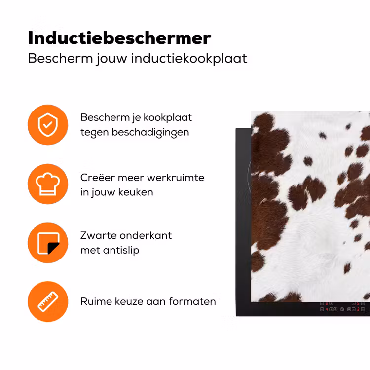 Koeienhuid - Klassiek - Bruin Inductie beschermer vinyl 3mm klein -zzzzzzz-td-ups