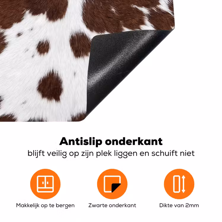 Koeienhuid - Klassiek - Bruin Inductie beschermer vinyl 3mm klein -zzzzzzz-td-onderkant