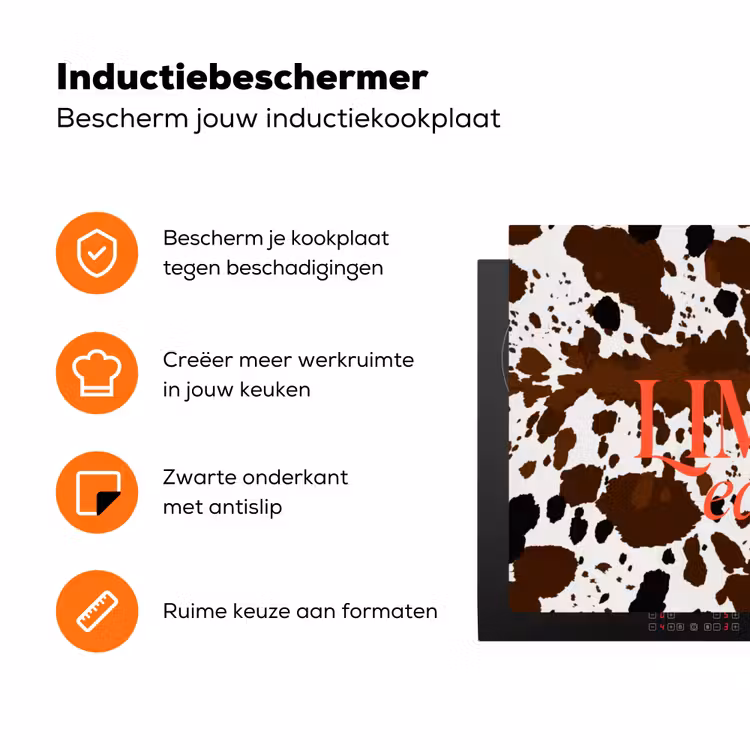 Koeienprint - Limited edition - Rood Inductie beschermer vinyl 3mm klein -zzzzzzz-td-ups