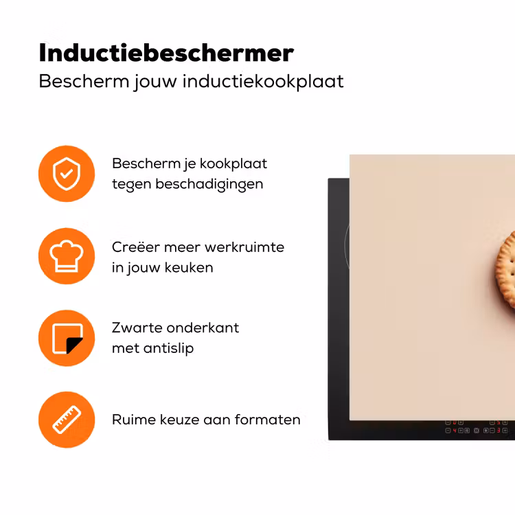 Koekje - Kruimels - beige Inductie beschermer vinyl 3mm klein -zzzzzzz-td-ups