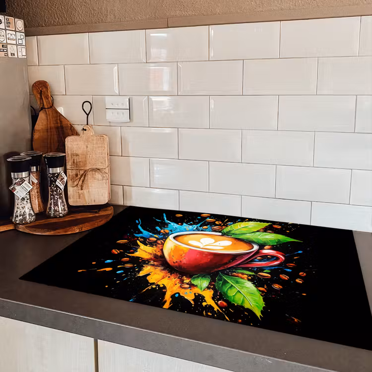 Koffie - Graffiti - Drinken - Abstract Inductie beschermer vinyl 3mm klein -sfeer3