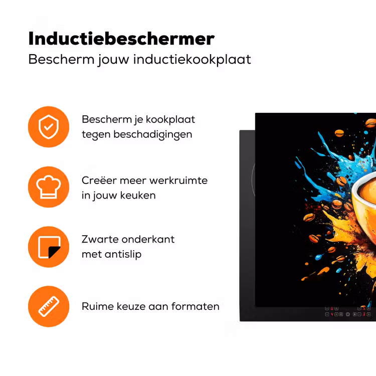Koffie - Graffiti - Drinken - Abstract Inductie beschermer vinyl 3mm klein -zzzzzzz-td-ups