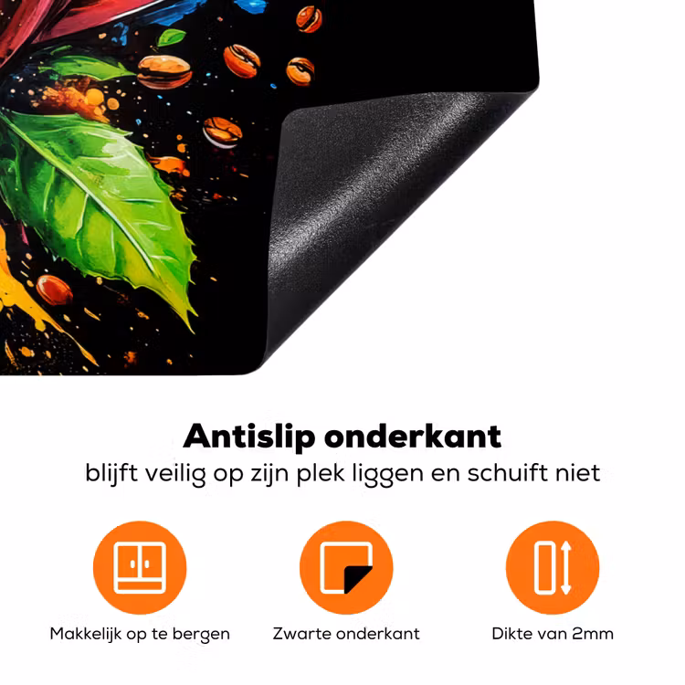 Koffie - Graffiti - Drinken - Abstract Inductie beschermer vinyl 3mm klein -zzzzzzz-td-onderkant