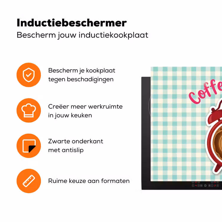 Koffie - Klok - Groen Inductie beschermer vinyl 3mm klein -zzzzzzz-td-ups