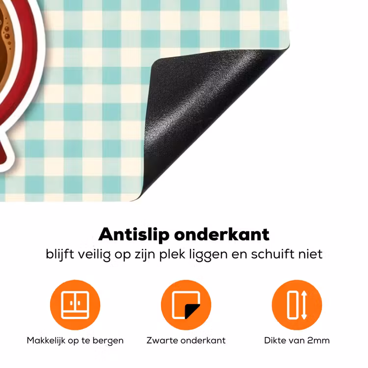 Koffie - Klok - Groen Inductie beschermer vinyl 3mm klein -zzzzzzz-td-onderkant