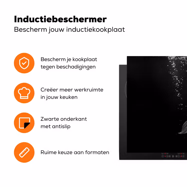 Koi - Vis - Wit - Zwart Inductie beschermer vinyl 3mm klein -zzzzzzz-td-ups