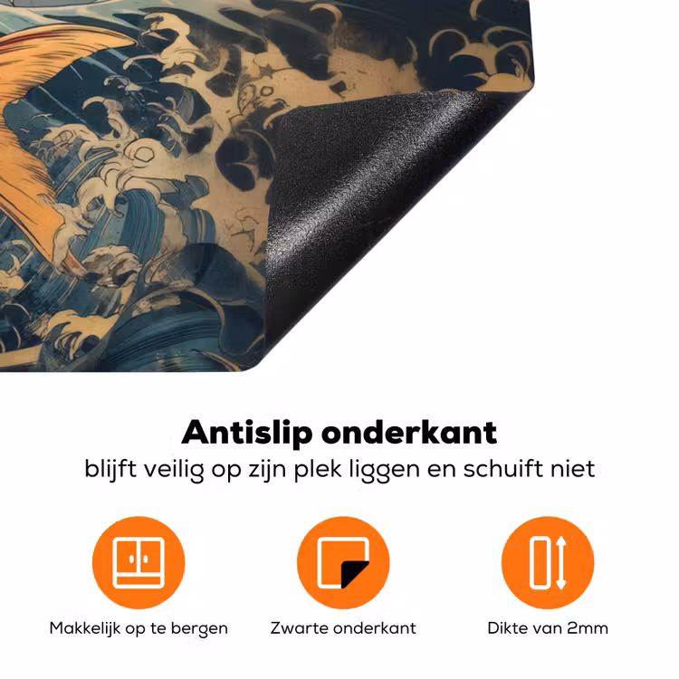Koi - Zee - Golven - Zon Inductie beschermer vinyl 3mm klein -zzzzzzz-td-onderkant