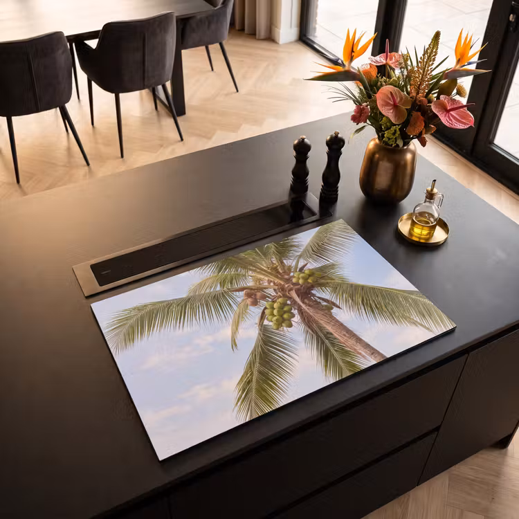 Kokosnoot - Boom - Tropisch - Natuur - Groen Inductie beschermer vinyl 3mm klein -sfeer5