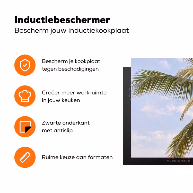 Kokosnoot - Boom - Tropisch - Natuur - Groen Inductie beschermer vinyl 3mm klein -zzzzzzz-td-ups