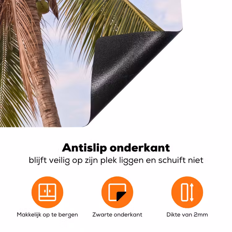 Kokosnoot - Boom - Tropisch - Natuur - Groen Inductie beschermer vinyl 3mm klein -zzzzzzz-td-onderkant