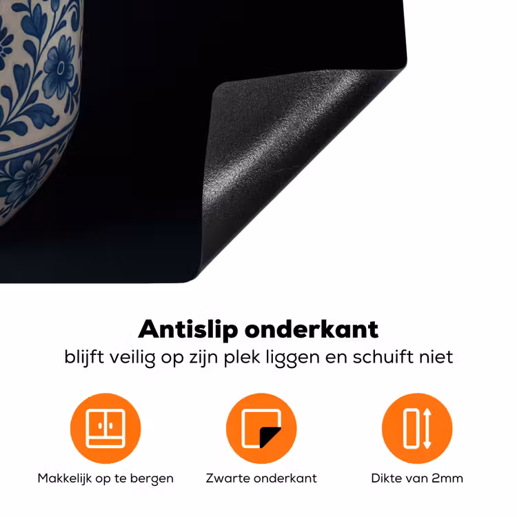 Kokosnoot - Eten - Delfts blauw - Drinken Inductie beschermer vinyl 3mm klein -zzzzzzz-td-onderkant
