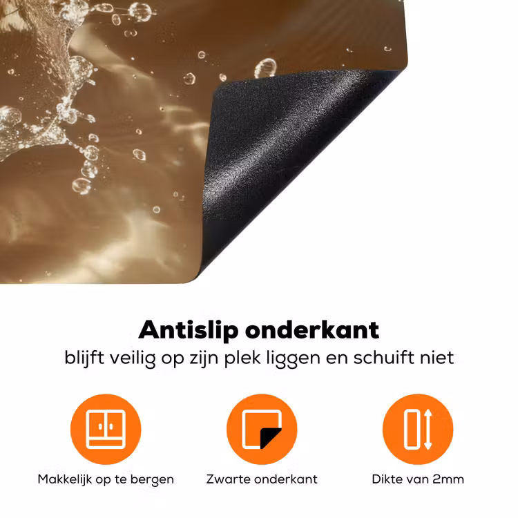 Kokosnoot - Water - Beige - Spetters Inductie beschermer vinyl 3mm klein -zzzzzzz-td-onderkant