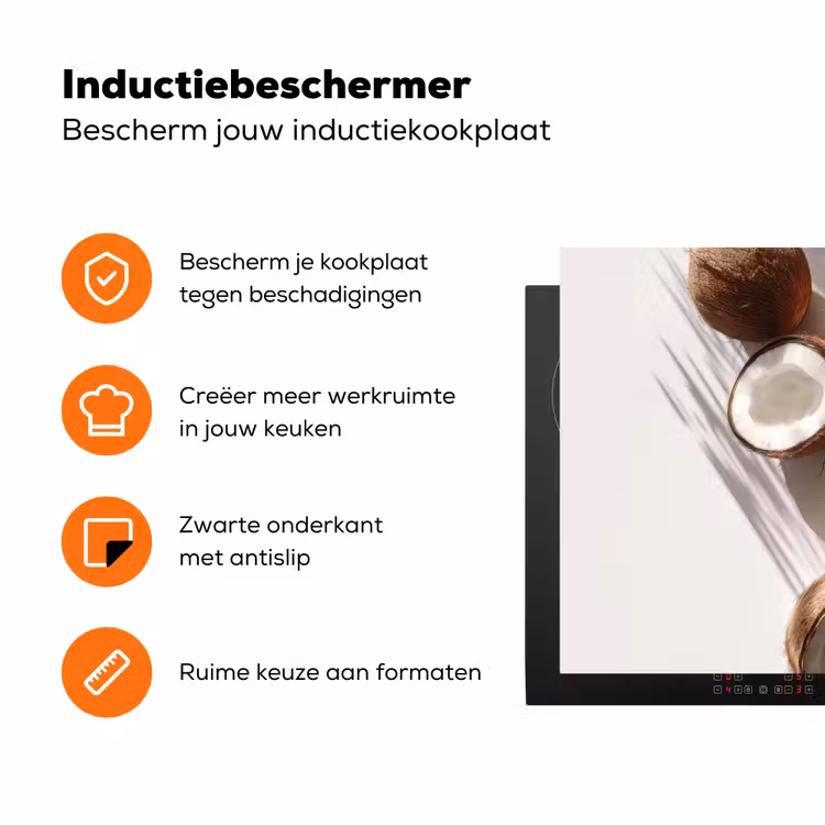 Kokosnoten - Bruin - Shaduw Inductie beschermer vinyl 3mm klein -zzzzzzz-td-ups