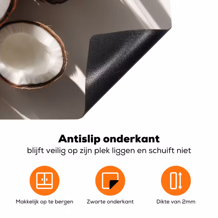 Kokosnoten - Bruin - Shaduw Inductie beschermer vinyl 3mm klein -zzzzzzz-td-onderkant