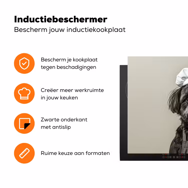 Kokskleding - Zwart - Hondje Inductie beschermer vinyl 3mm klein -zzzzzzz-td-ups