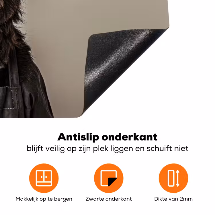 Kokskleding - Zwart - Hondje Inductie beschermer vinyl 3mm klein -zzzzzzz-td-onderkant