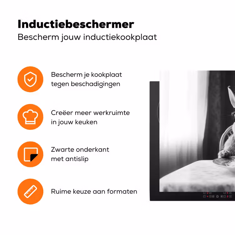 Konijn - Bunny - Zonnebril - Tafelkleed - Pasta - Schattig Inductie beschermer vinyl 3mm klein -zzzzzzz-td-ups