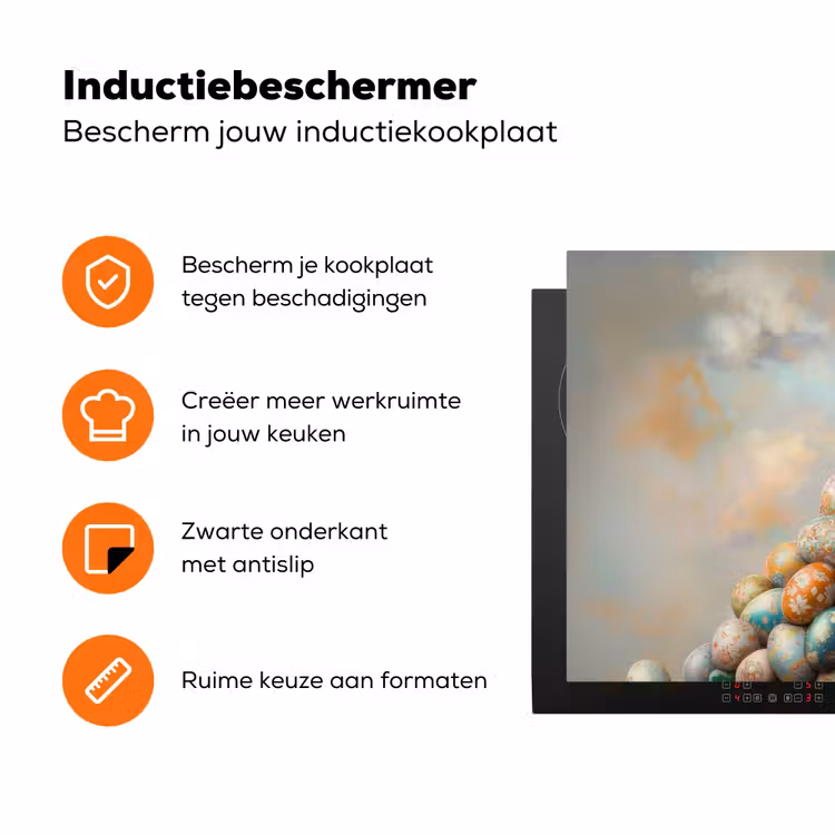 Konijn - Eieren - Kleurrijk Inductie beschermer vinyl 3mm klein -zzzzzzz-td-ups