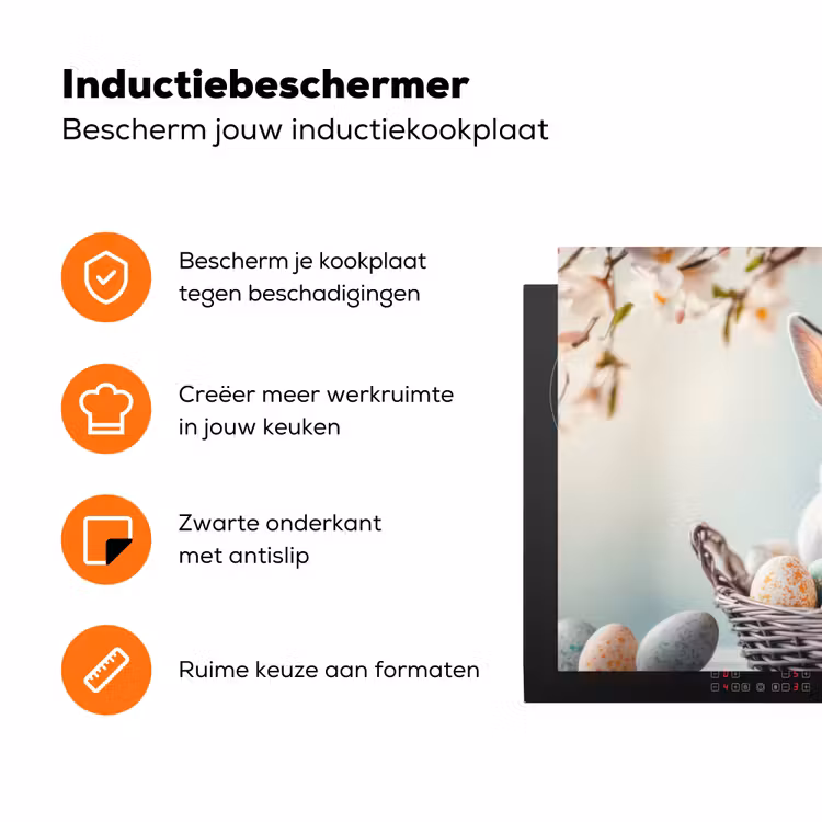 Konijn - Eieren - Mand Inductie beschermer vinyl 3mm klein -zzzzzzz-td-ups