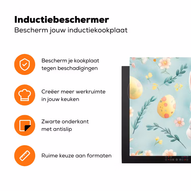 Konijn - Eieren - Takjes Inductie beschermer vinyl 3mm klein -zzzzzzz-td-ups