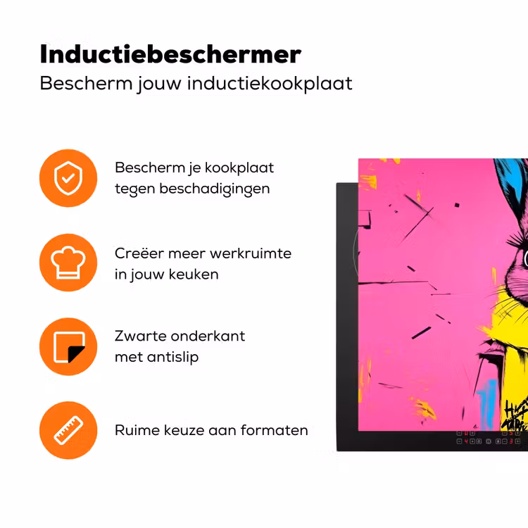 Konijn - Felroze - Sjaal - Abstract Inductie beschermer vinyl 3mm klein -zzzzzzz-td-ups