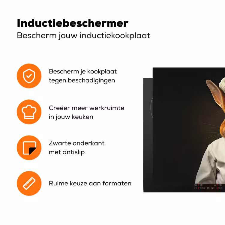 Konijn - Kok - Dier Inductie beschermer vinyl 3mm klein -zzzzzzz-td-ups