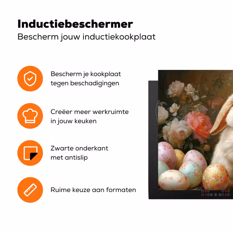Konijn - Paaseieren - Stilleven Inductie beschermer vinyl 3mm klein -zzzzzzz-td-ups