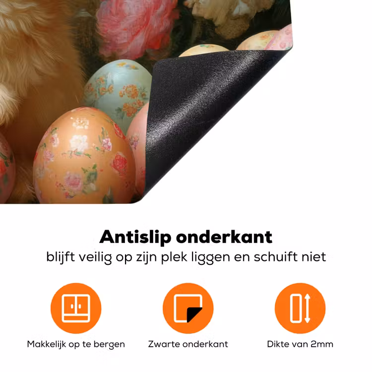 Konijn - Paaseieren - Stilleven Inductie beschermer vinyl 3mm klein -zzzzzzz-td-onderkant