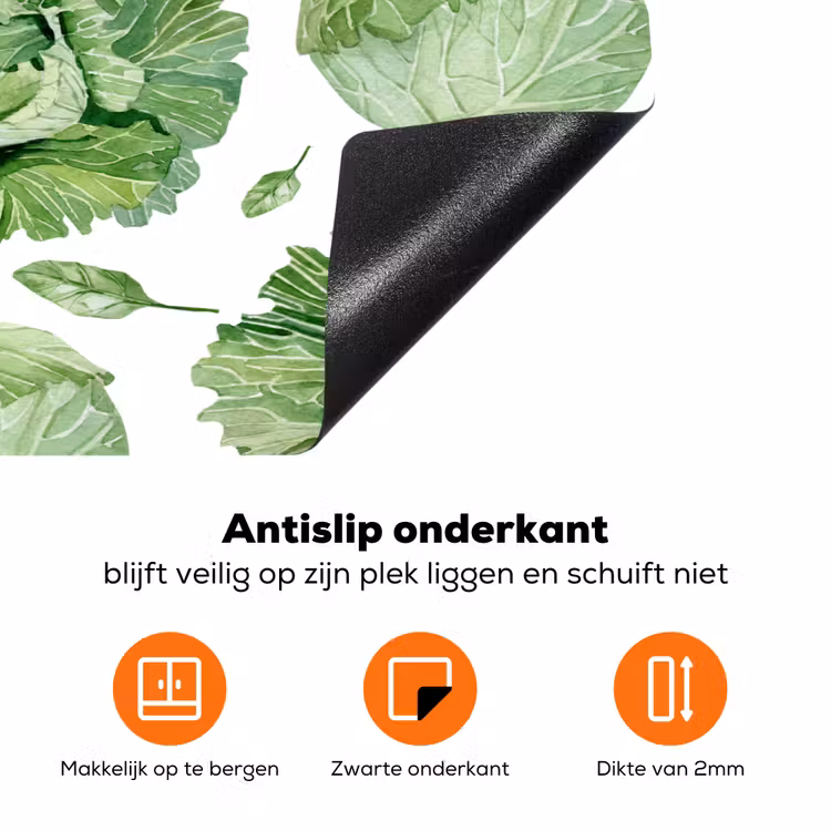 Kool - Bladgroen - Wit - Patroon Inductie beschermer vinyl 3mm klein 276 -zzzzzzz-td-onderkant