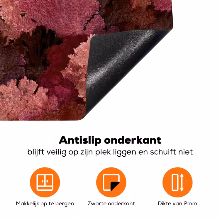 Koraal - Textuur - Kleurrijk Inductie beschermer vinyl 3mm klein 276 -zzzzzzz-td-onderkant