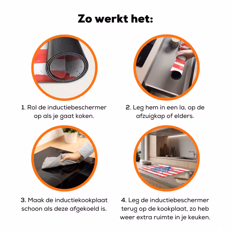 Koraal - Verfstructuur - Rood - Blauw Inductie beschermer vinyl 3mm klein -zzzzzzz-td-werking