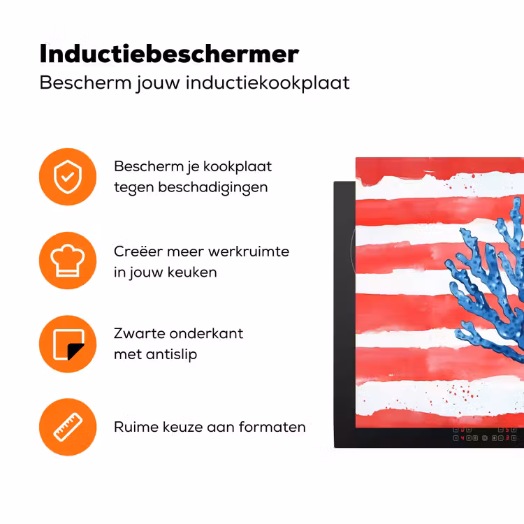 Koraal - Verfstructuur - Rood - Blauw Inductie beschermer vinyl 3mm klein -zzzzzzz-td-ups