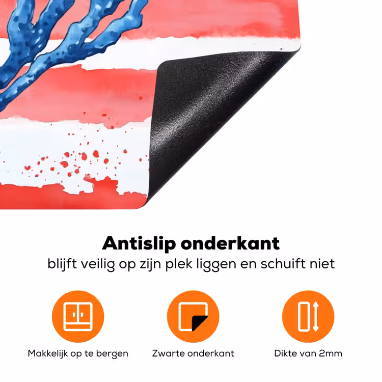 Koraal - Verfstructuur - Rood - Blauw Inductie beschermer vinyl 3mm klein -zzzzzzz-td-onderkant