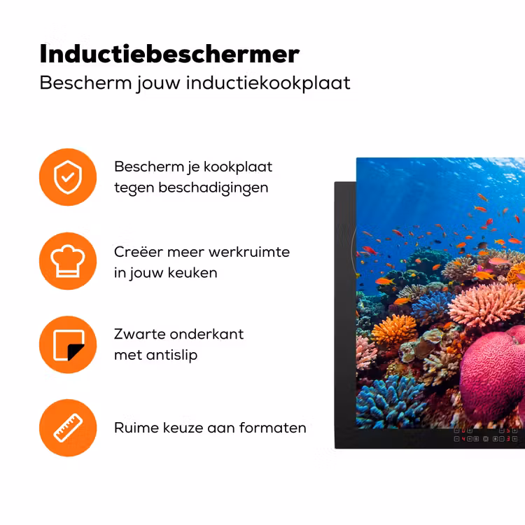 Koraal - Vissen - Oceaan - Natuur - Kleurrijk Inductie beschermer vinyl 3mm klein -zzzzzzz-td-ups