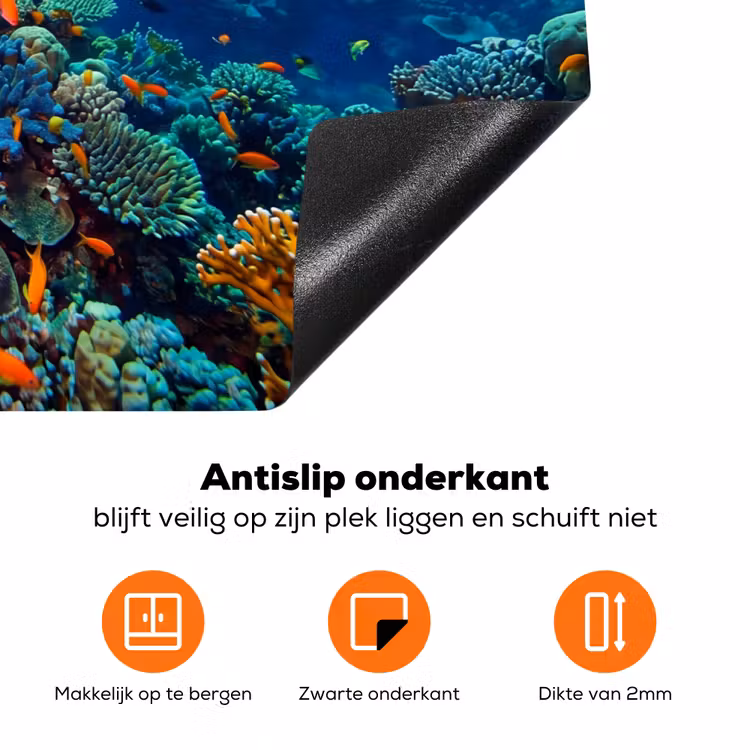 Koraal - Vissen - Oceaan - Natuur - Kleurrijk Inductie beschermer vinyl 3mm klein -zzzzzzz-td-onderkant