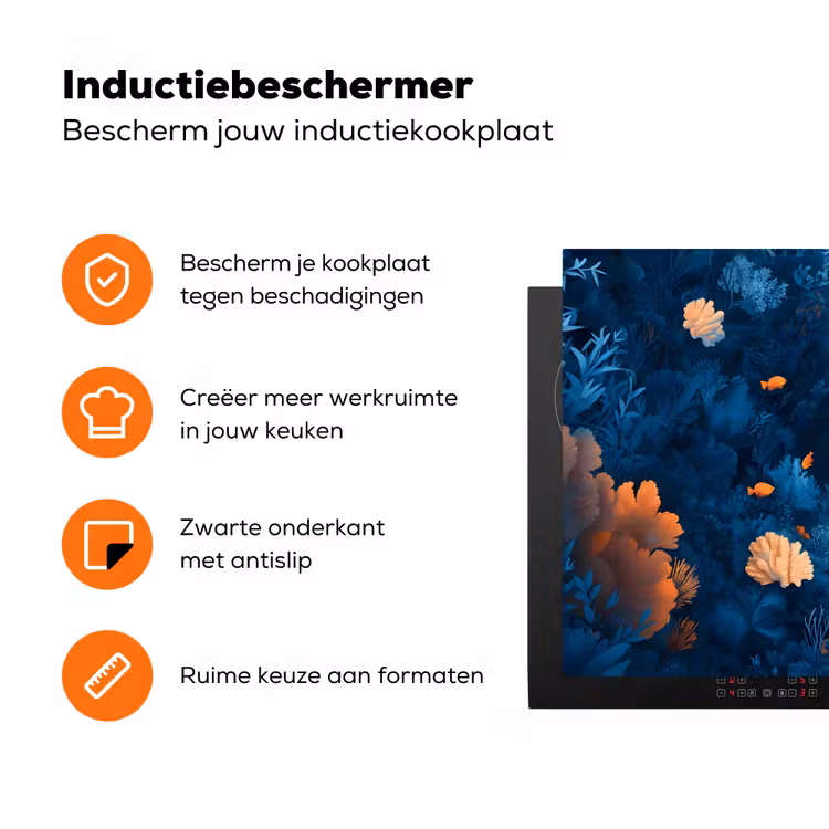 Koraalrif - Vissen - Oceaan - Blauw Inductie beschermer vinyl 3mm klein -zzzzzzz-td-ups