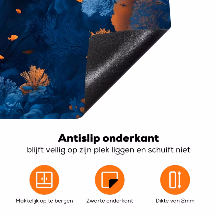 Koraalrif - Vissen - Oceaan - Blauw Inductie beschermer vinyl 3mm klein -zzzzzzz-td-onderkant