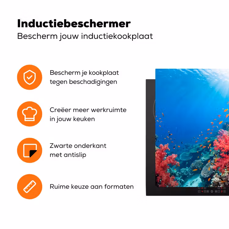 Koraalrif - Vissen - Onderwater - Tropisch - Rood Inductie beschermer vinyl 3mm klein -zzzzzzz-td-ups