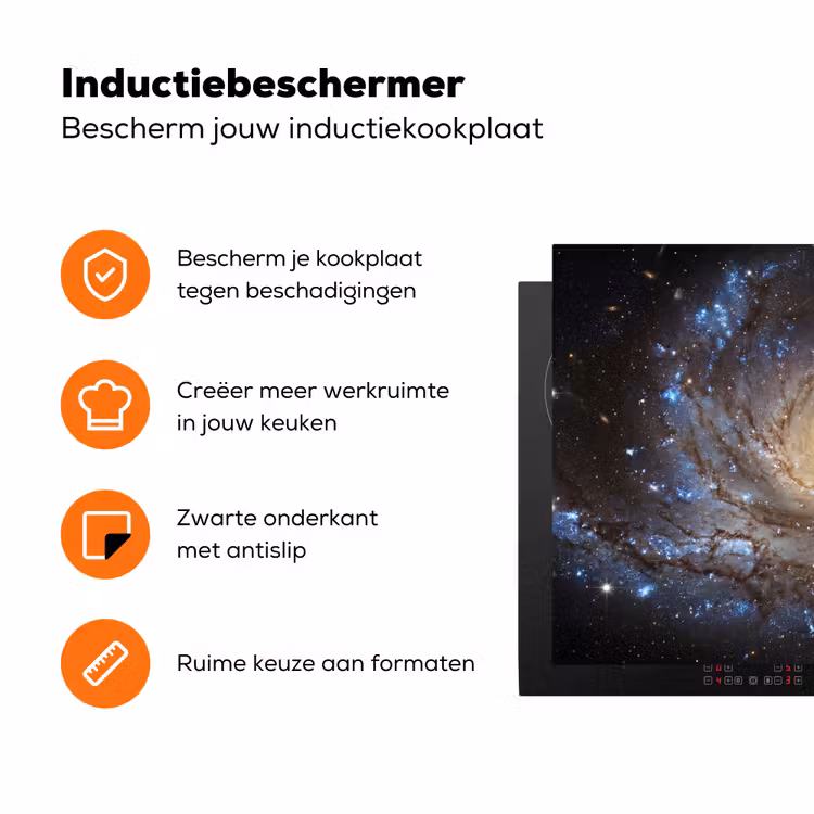 Kosmos - Sterrenstelsel - Donker Inductie beschermer vinyl 3mm klein -zzzzzzz-td-ups