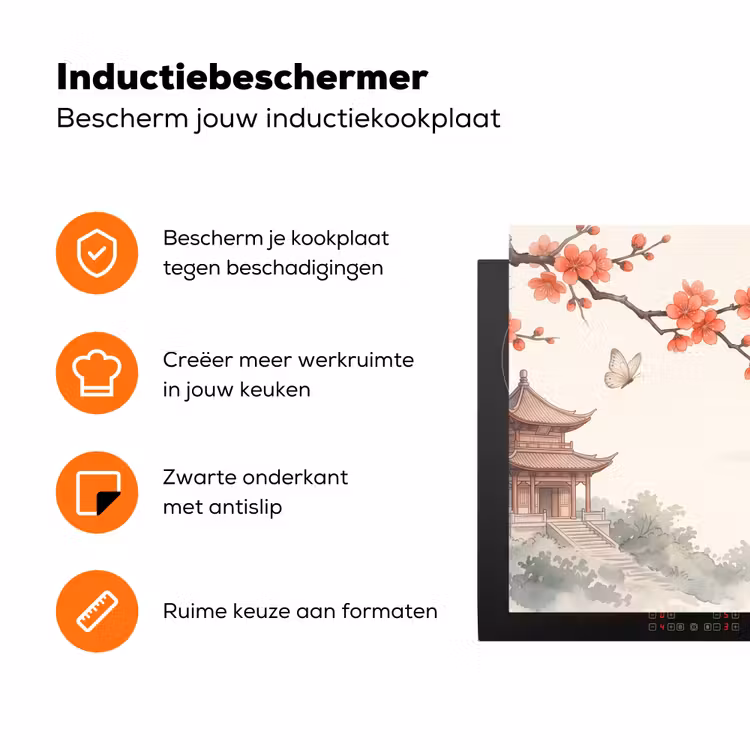 Kraanvogel - Azië - Klassiek Inductie beschermer vinyl 3mm klein -zzzzzzz-td-ups