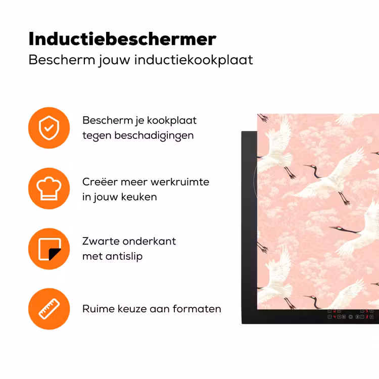 Kraanvogels - Bloesem - Roze Inductie beschermer vinyl 3mm klein 276 -zzzzzzz-td-ups