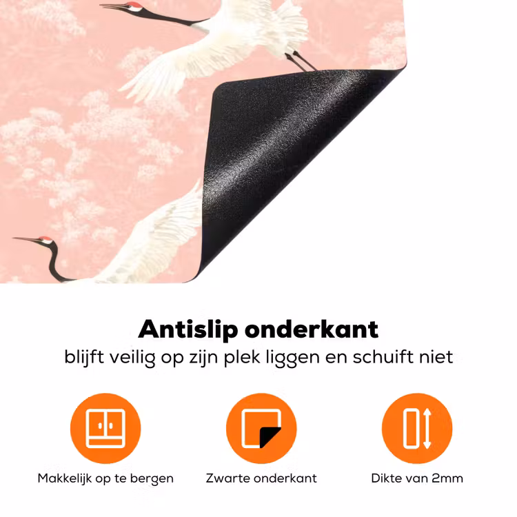 Kraanvogels - Bloesem - Roze Inductie beschermer vinyl 3mm klein 276 -zzzzzzz-td-onderkant